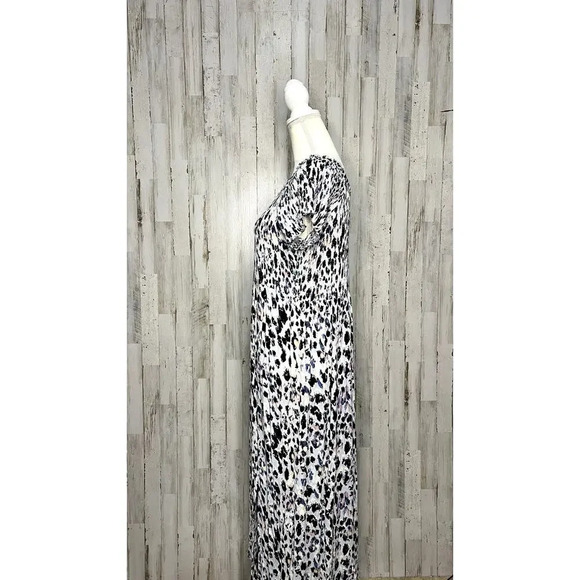 Soft Surroundings Women's Large Multicolor Short Sleeve Leopard Print Maxi Dress - Picture 6 of 7